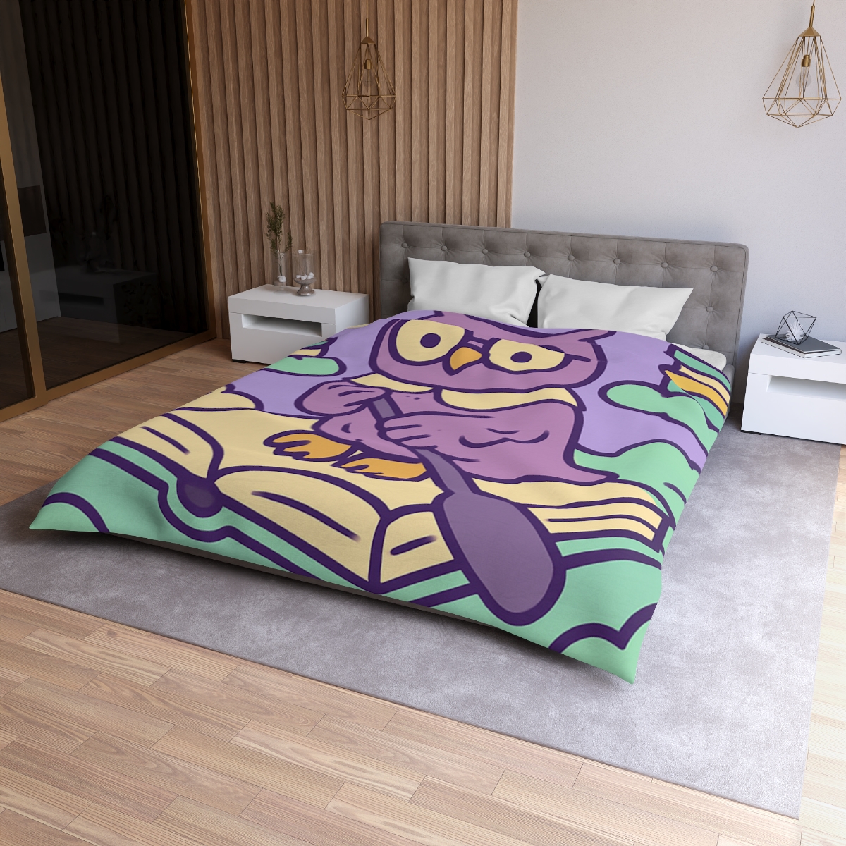 Cloud Library Owl Boat designer printed duvets