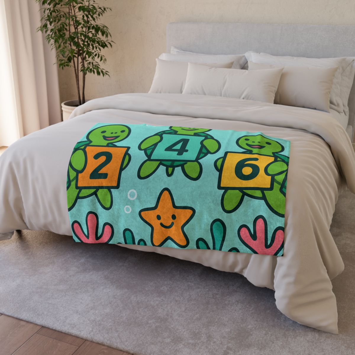 Coral Reef Math Parade Of Sea Turtles personalized cozy blankets