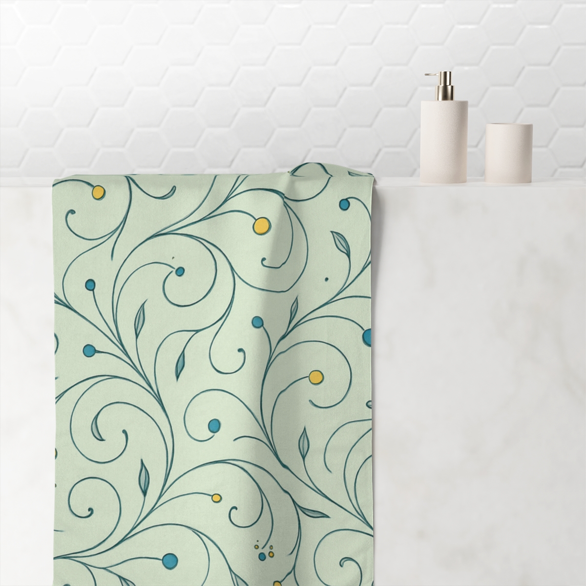 Vine Filigree Drift personalized bath towels