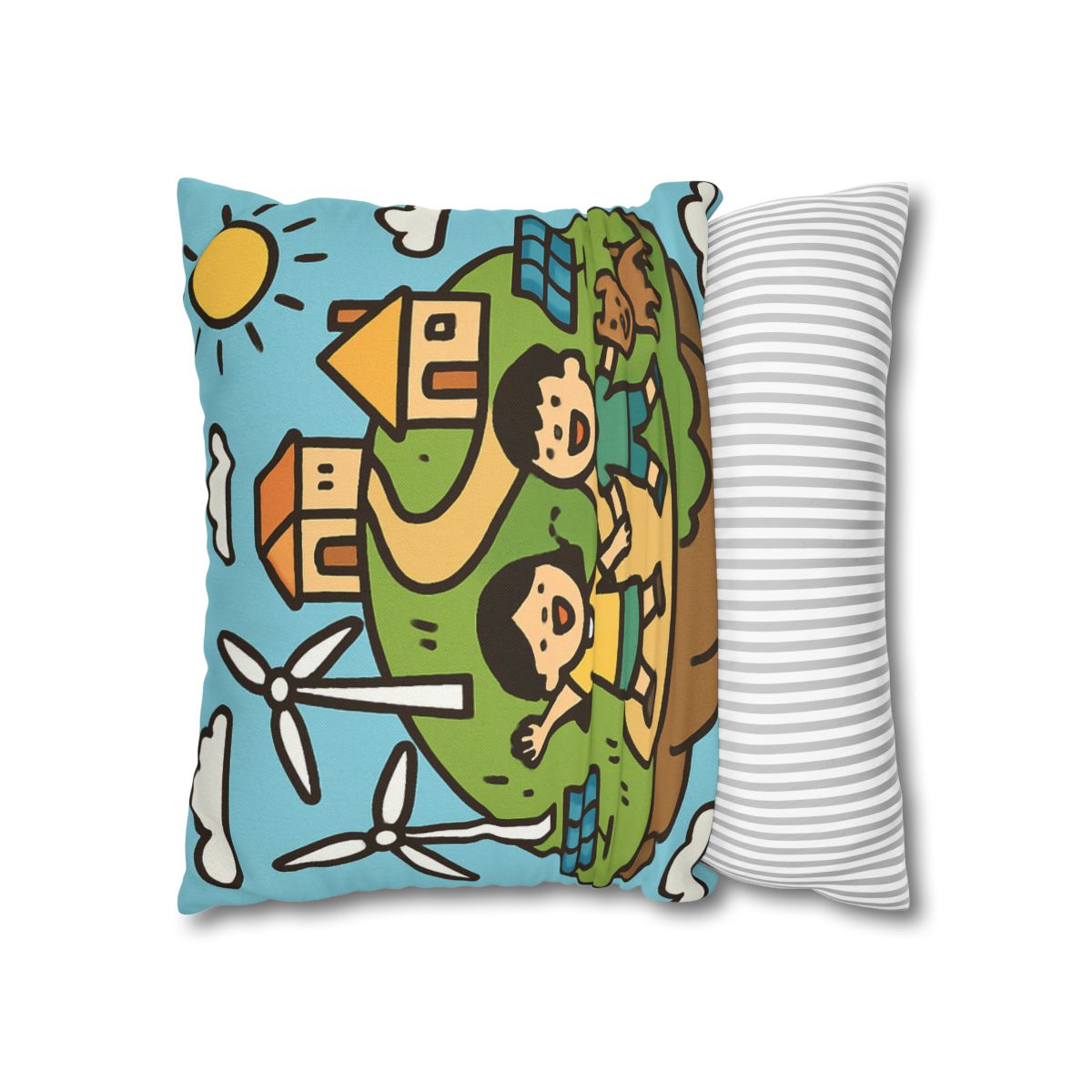 Floating Eco City Sky Island soft cotton pillow cases