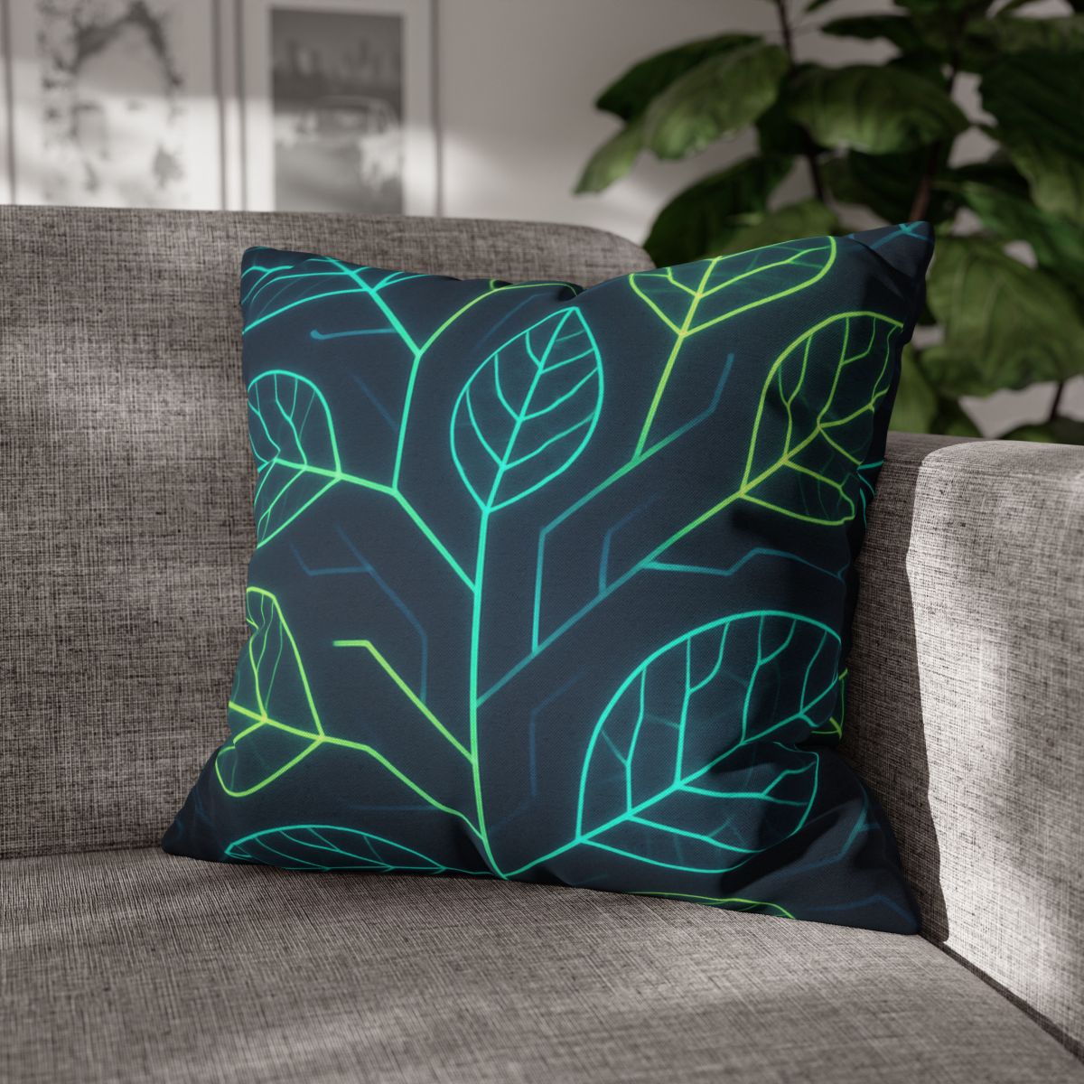 Leaf Vein Circuit Flow designer print pillow cases