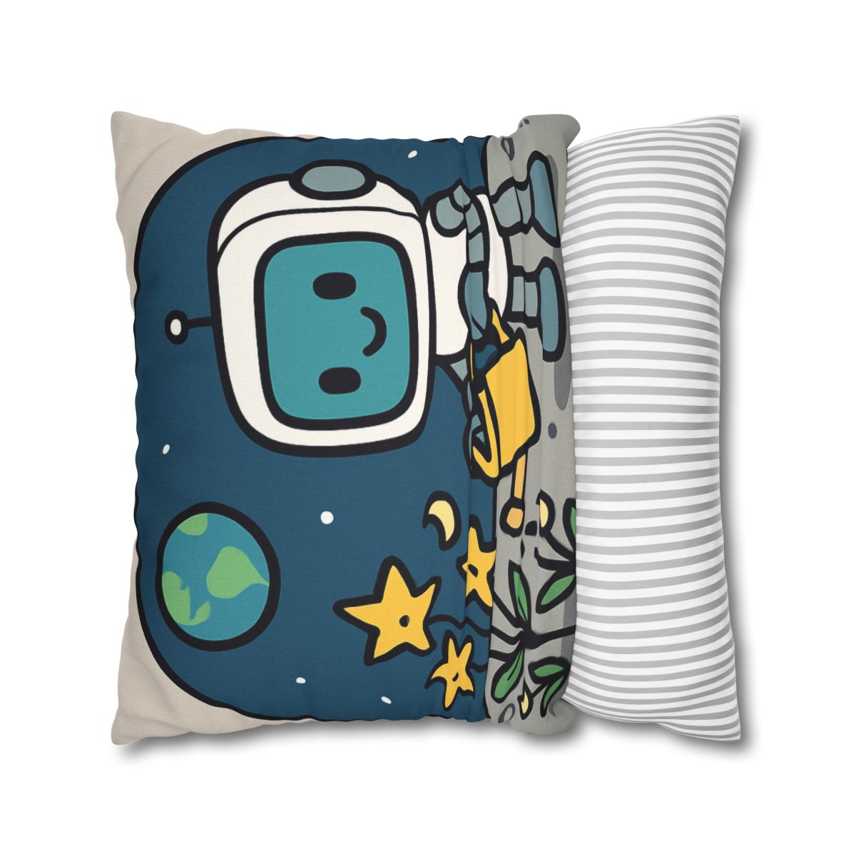 Moon Garden Robot And Space Sprouts designer print pillow cases