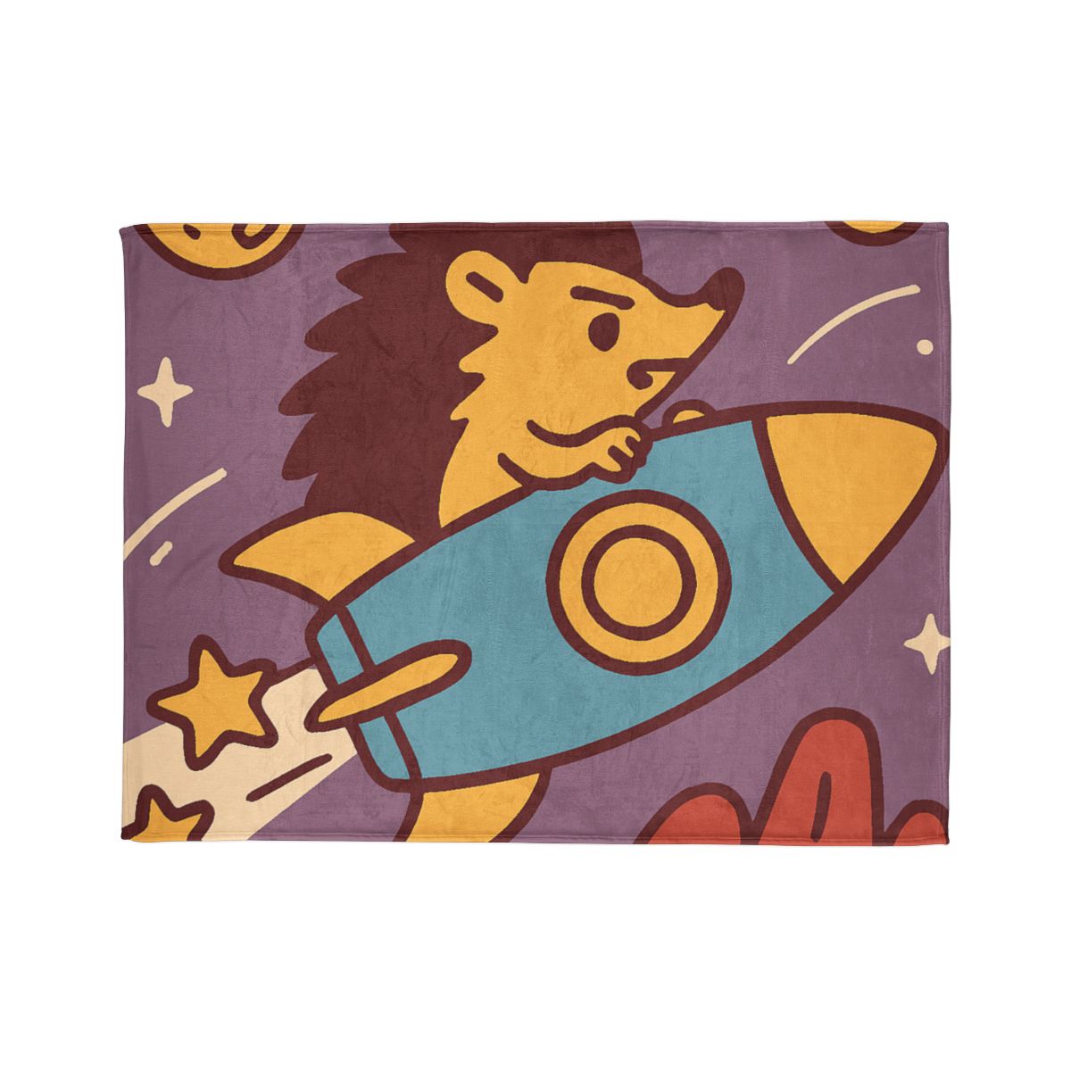 Rocket-Riding Hedgehog personalized cozy blankets