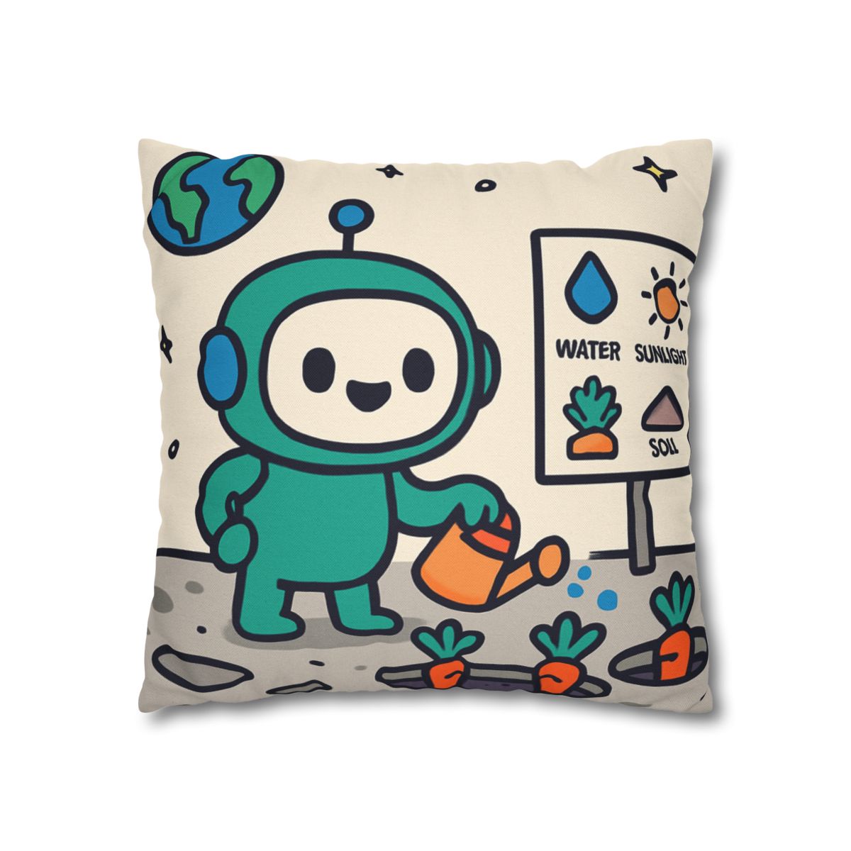 Moon Garden Robot Growing Crater Carrots unique gift pillow cases