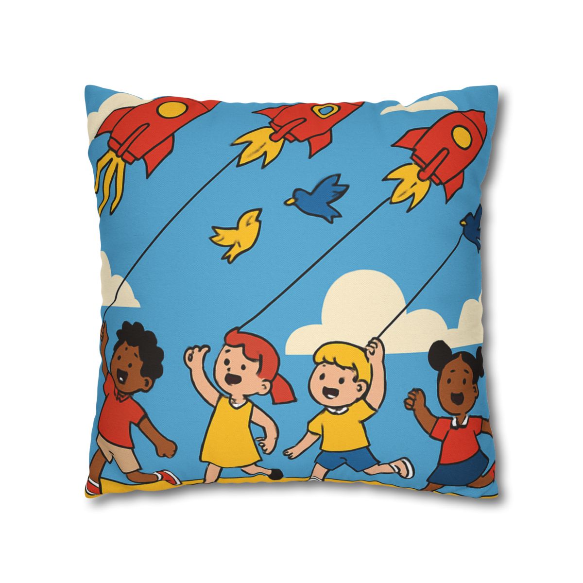 Rocket Kite Race designer print pillow cases