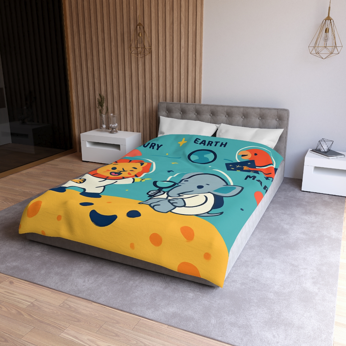 Starry Science Safari designer printed duvets