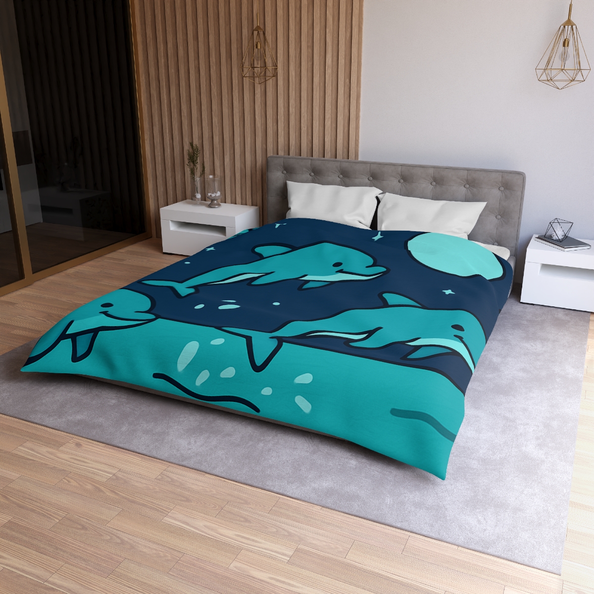 Starlight Sea And The Cosmic Dolphins personalized bedding duvets