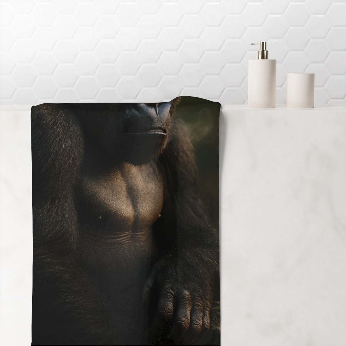 Moss Crown Mountain Gorilla personalized bath towels