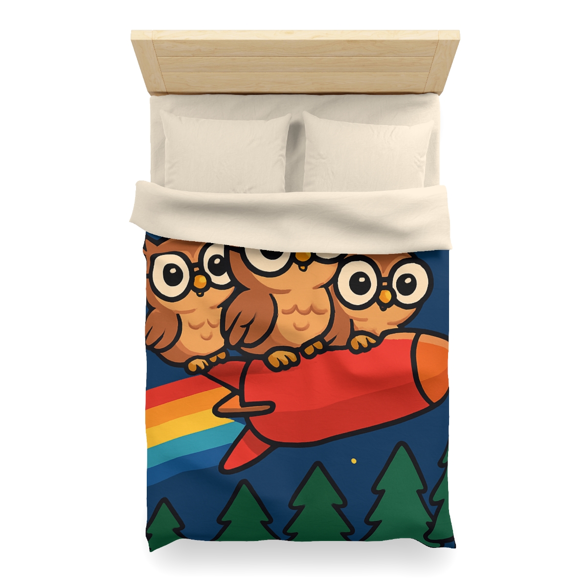 Rocket Riding Forest Owls warm winter duvets