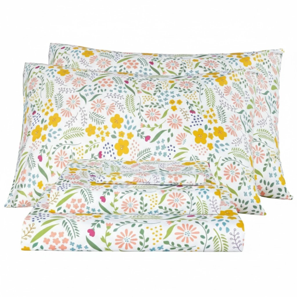 Pack Of 4 Floral Cooling Ultra Soft Bed Sheets