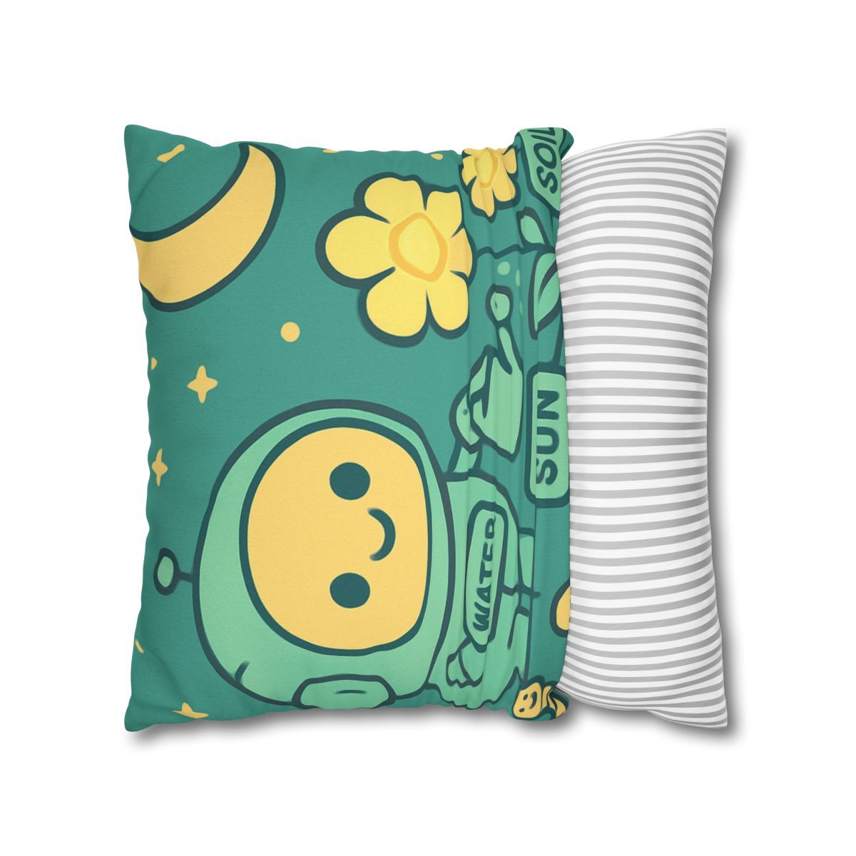 Robot Gardener And The Moonflower Patch soft cotton pillow cases
