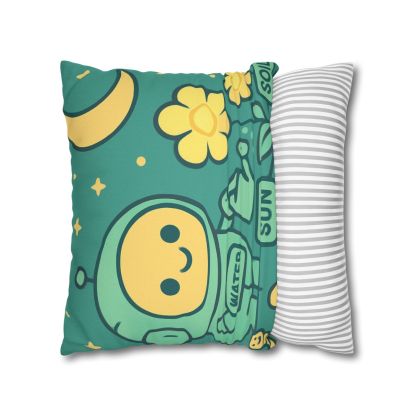 Robot Gardener And The Moonflower Patch soft cotton pillow cases