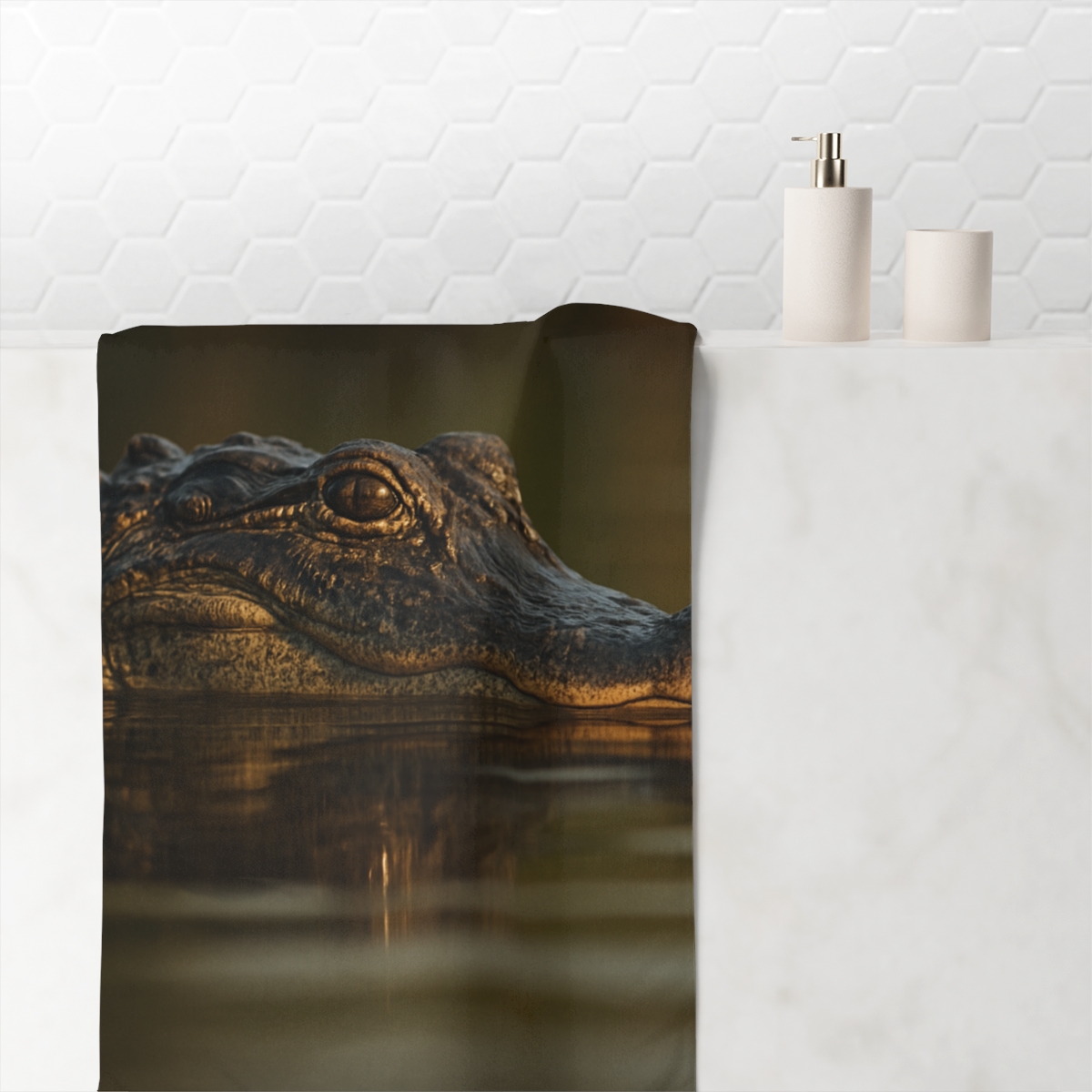 Ancient Gaze American Alligator trendy hand towels