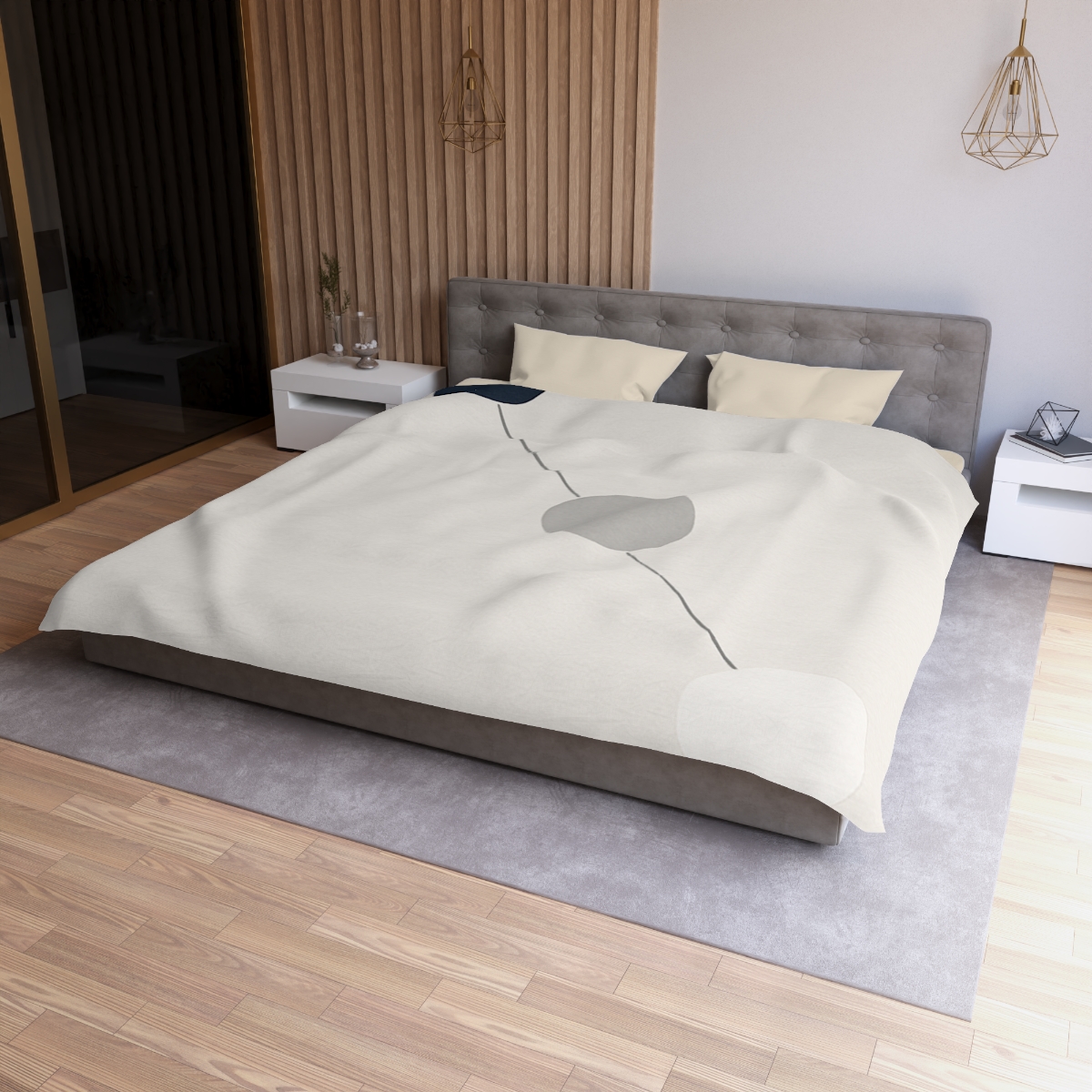 Orbital Triad Alignment designer printed duvets