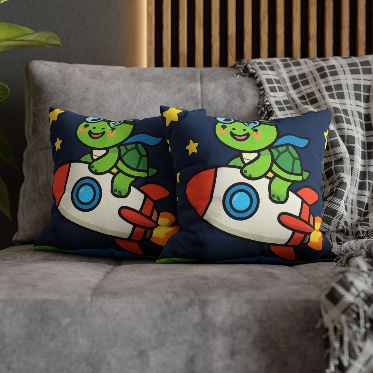 Rocket Riding Turtle To The Moon custom pillow cases