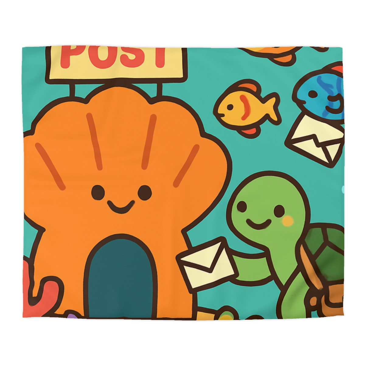 Coral Reef Post Office With Turtle Mail Carrier personalized bedding duvets
