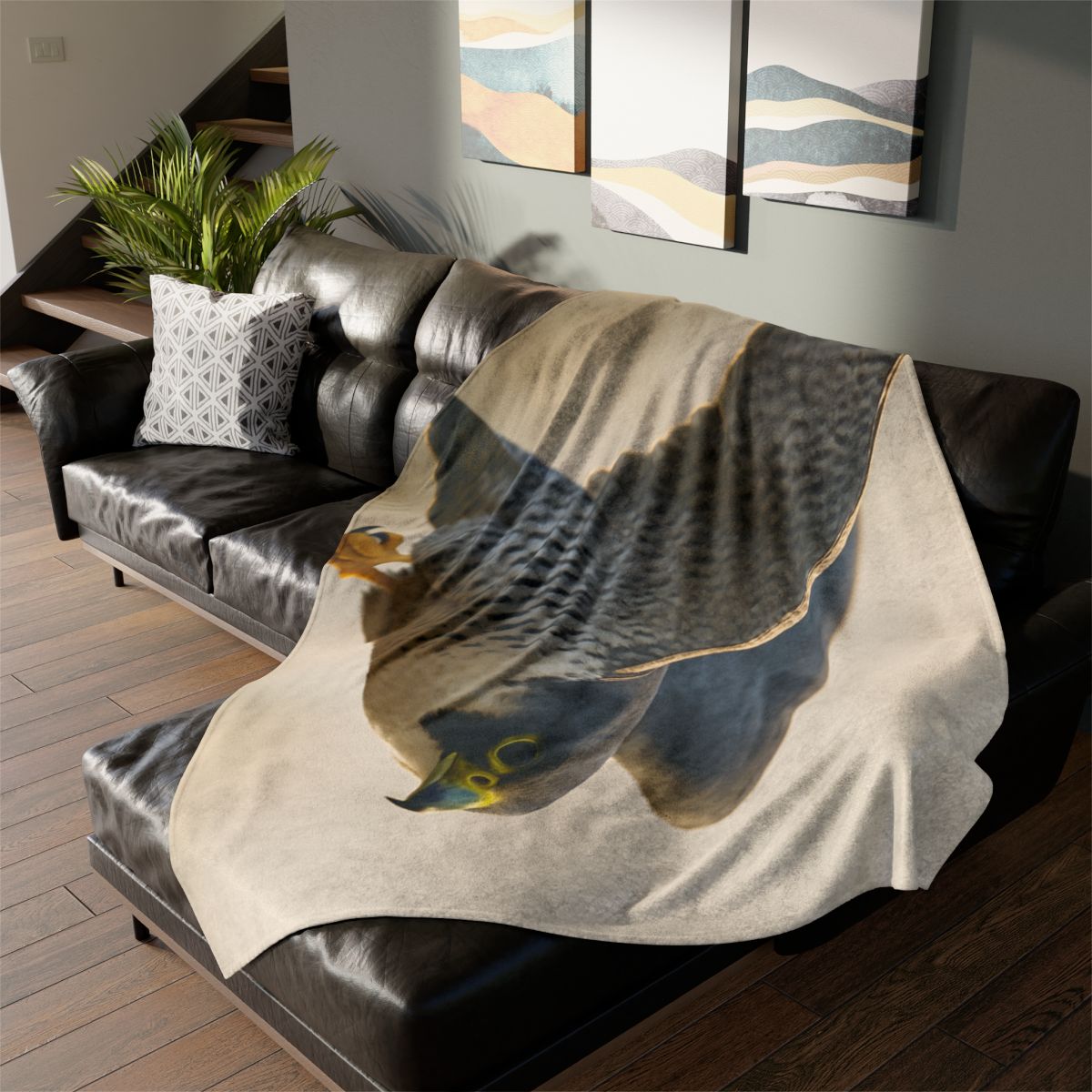 Sky Bolt Peregrine Falcon soft fleece blankets