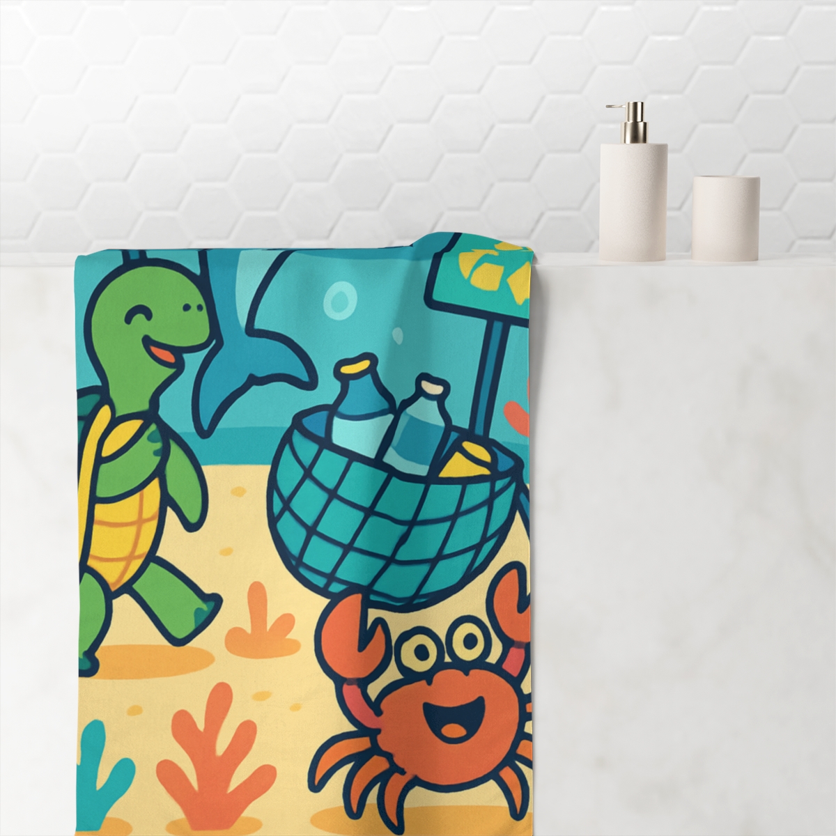 Coral Kingdom Ocean Cleanup Parade soft cotton towels