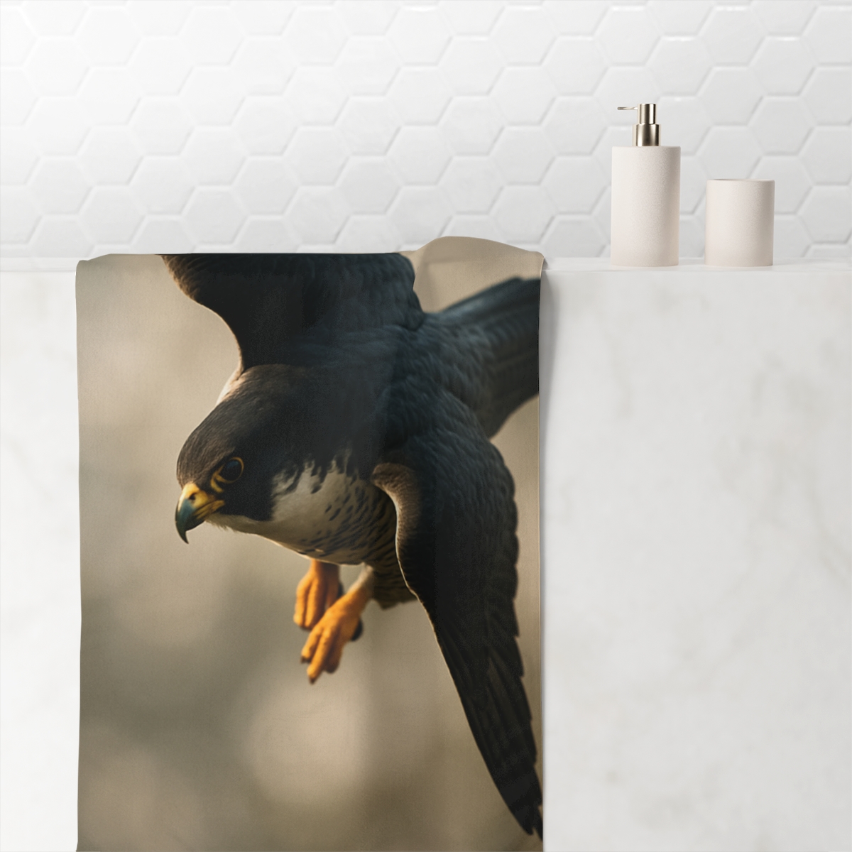 Starlit Dive Peregrine Falcon comfortable face towels