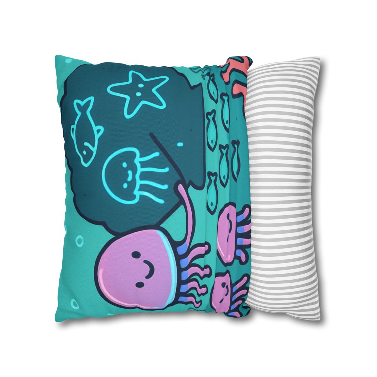 Bioluminescent Reef School With Glow Jellyfish custom pillow cases