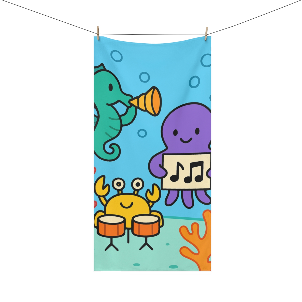 Coral Garden Concert Of The Seahorse Band decorative home towelscustom towels