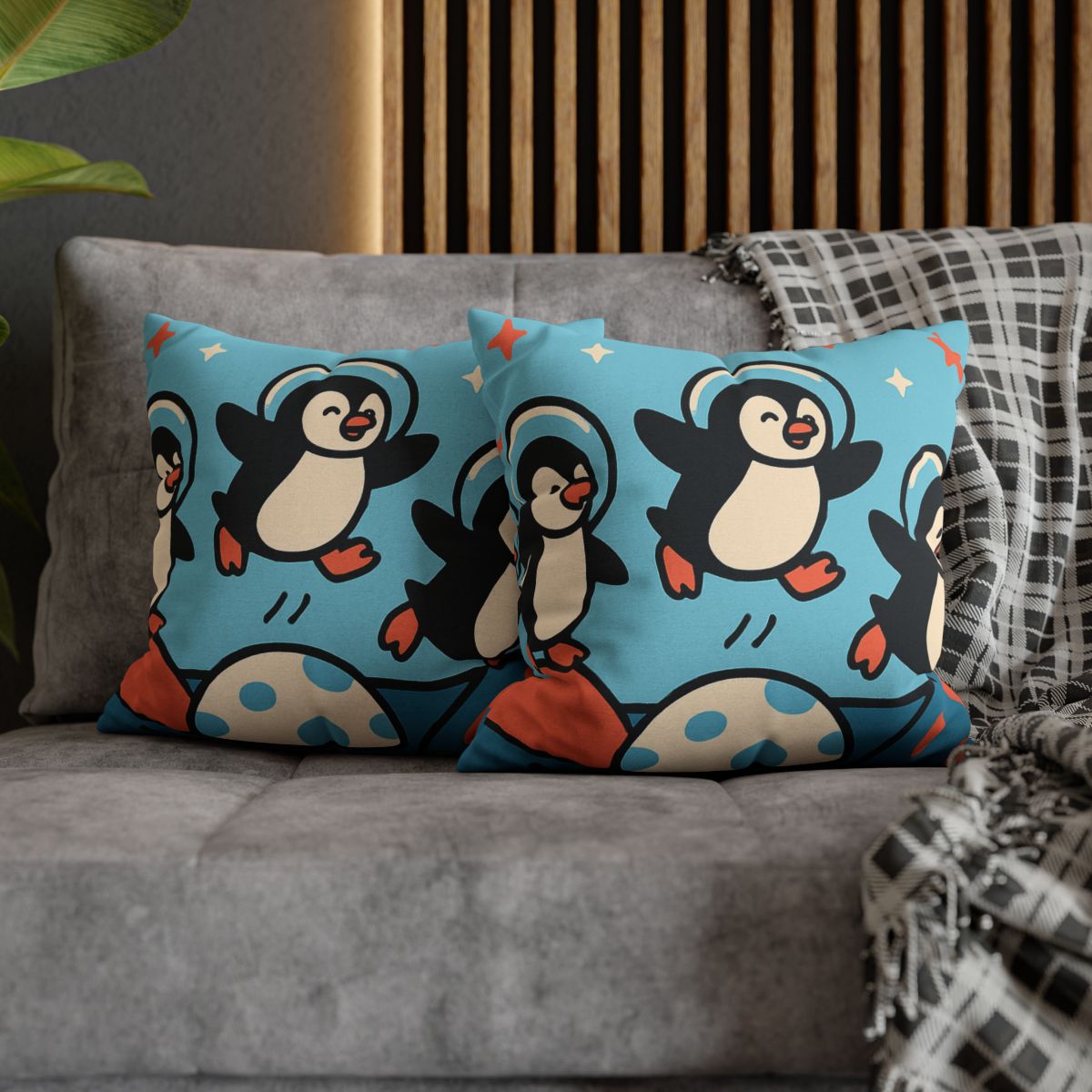 Planet Hopper Penguins trendy patterned pillow cases