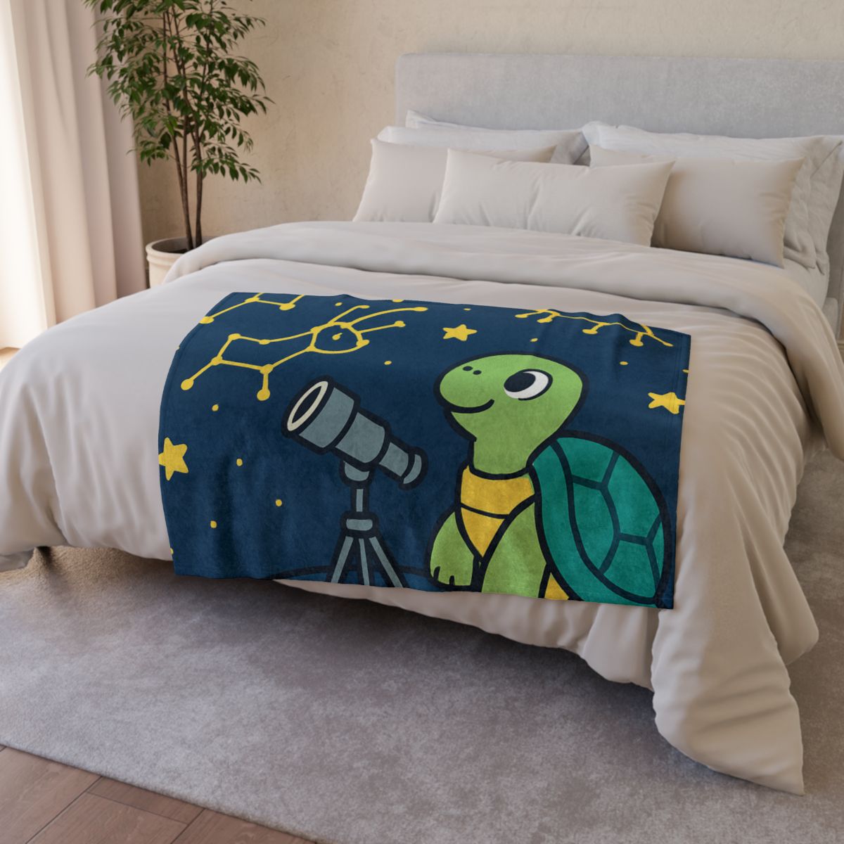 Stargazing Space Turtle trendy patterned blankets