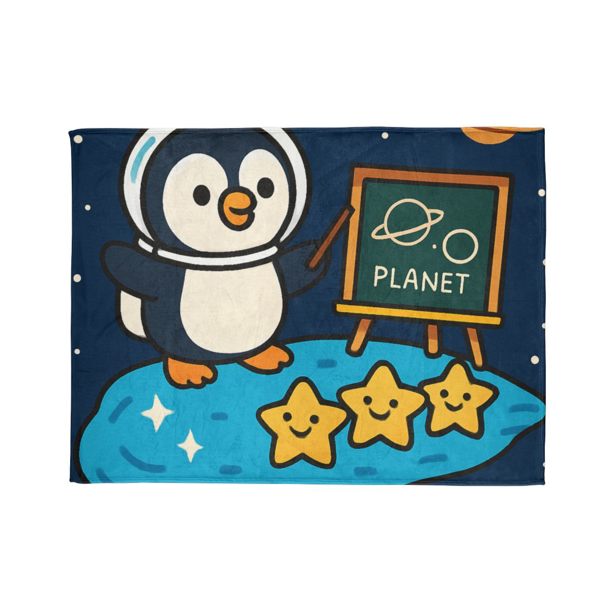 Comet Classroom With Captain Penguin trendy patterned blankets