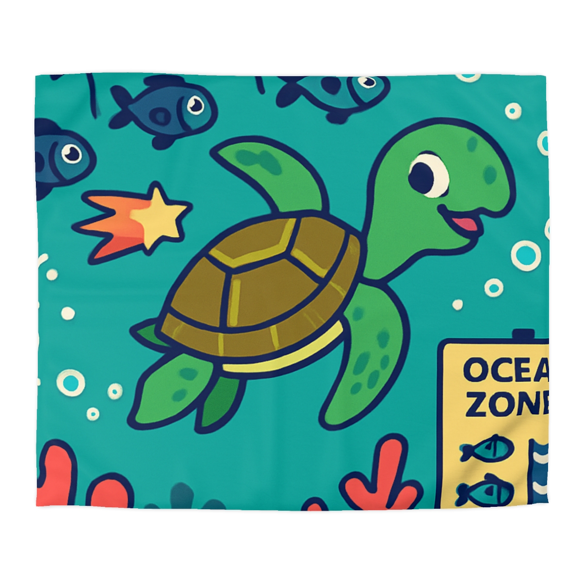 Coral Comet Turtle Parade unique patterned duvets
