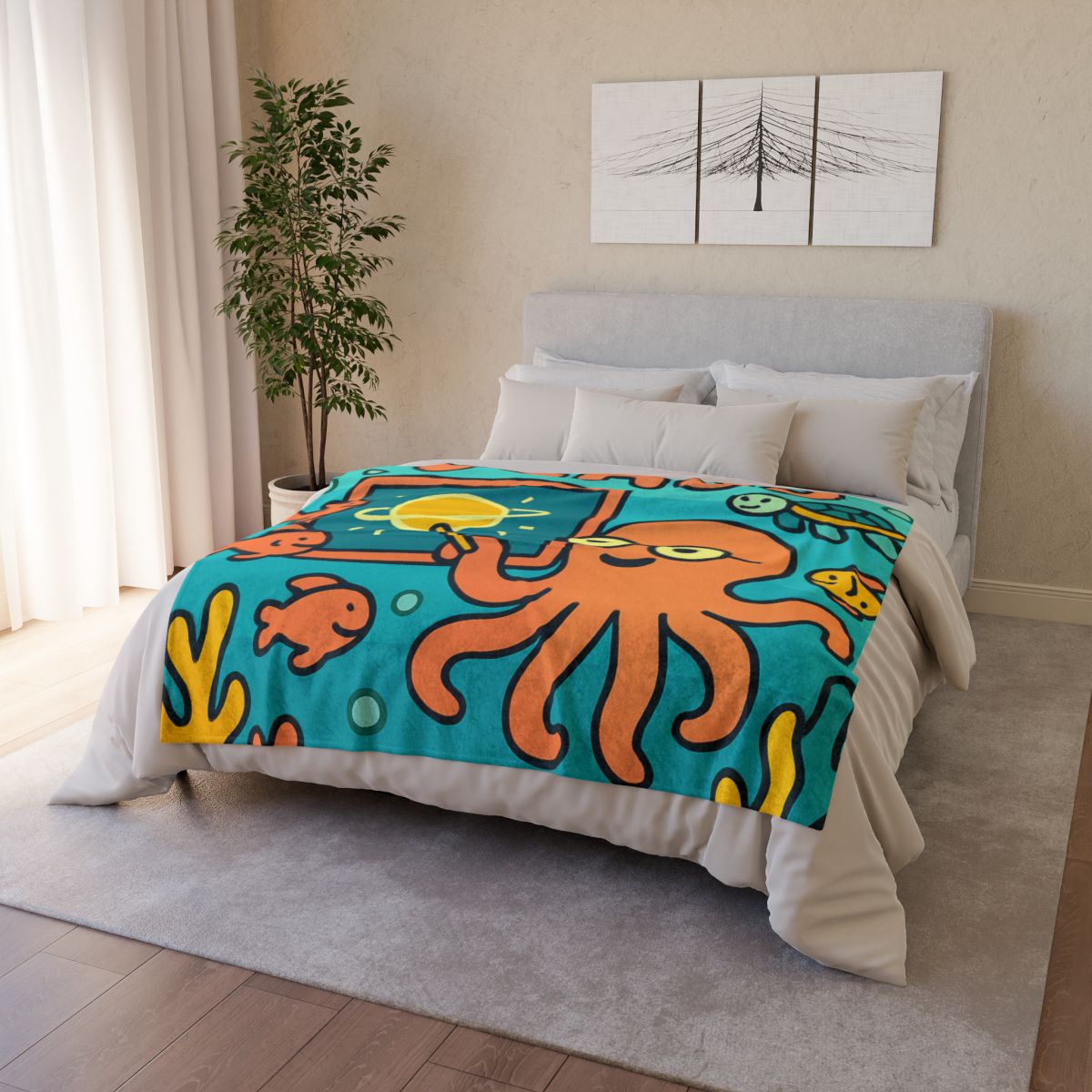 Cosmic Coral Reef Classroom soft fleece blankets