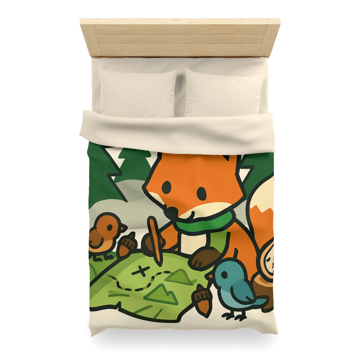 The Map Making Fox In Misty Pines duvets for gifts