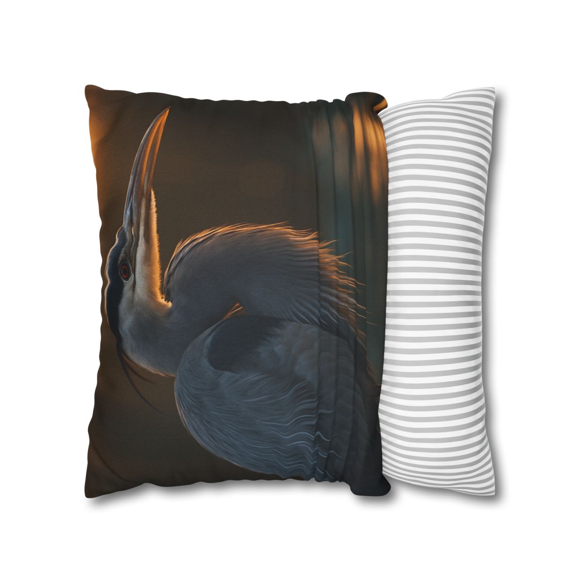 Moonlit Sentinel Great Blue Heron stylish decorative pillowcases