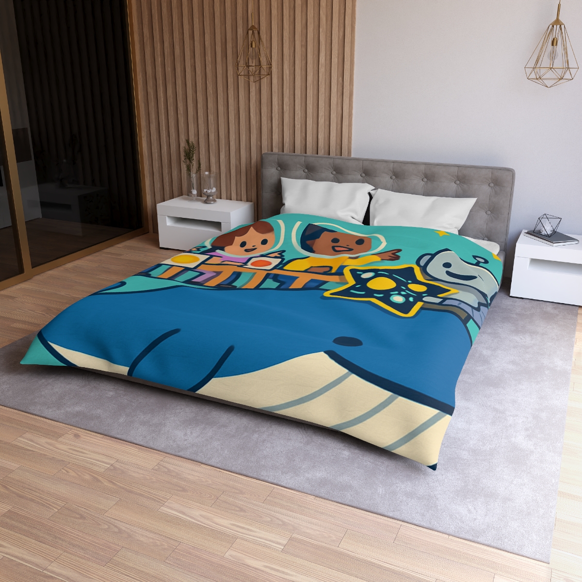 Comet Classroom In The Sky Whale custom duvets