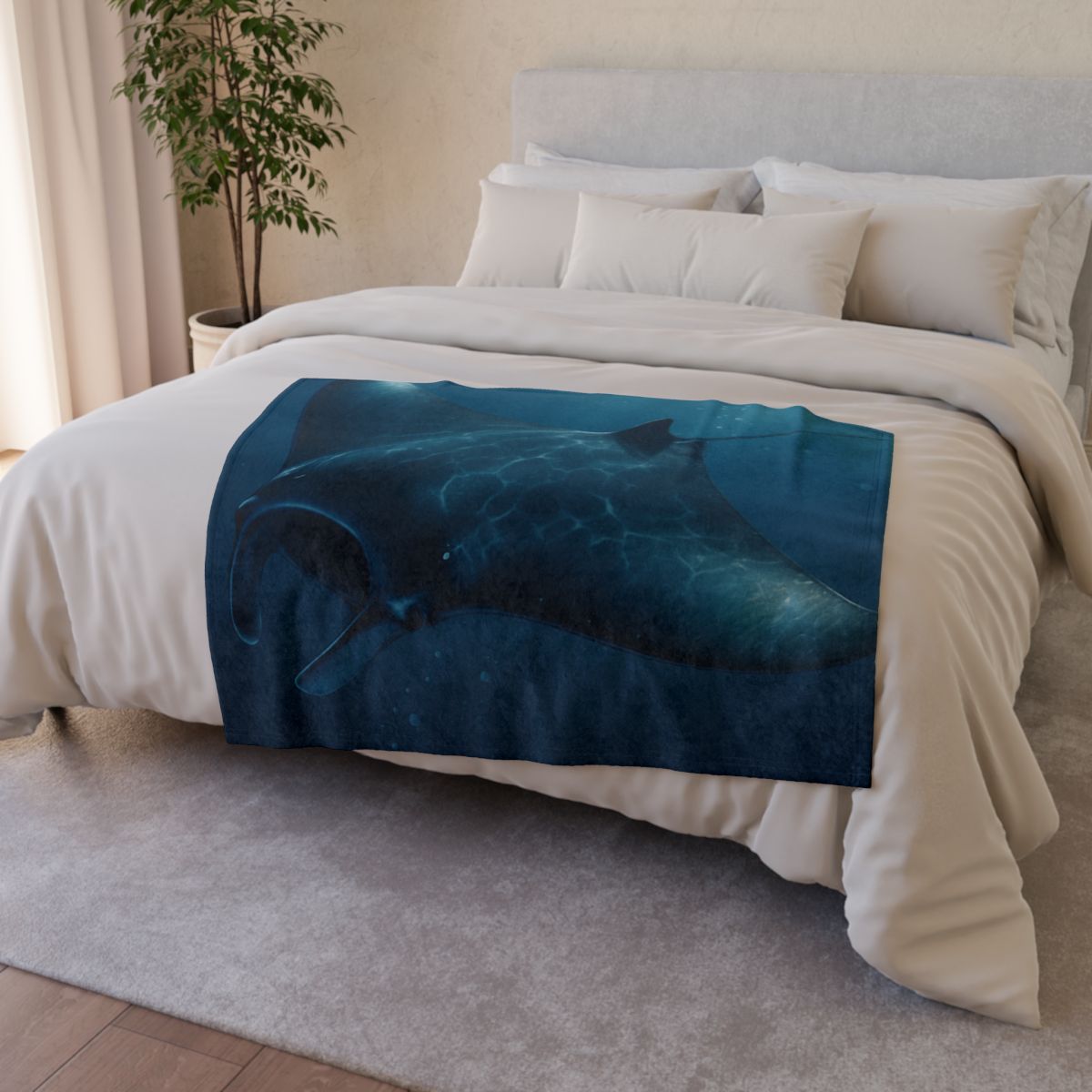 Starlit Surge Manta Ray stylish throw blankets