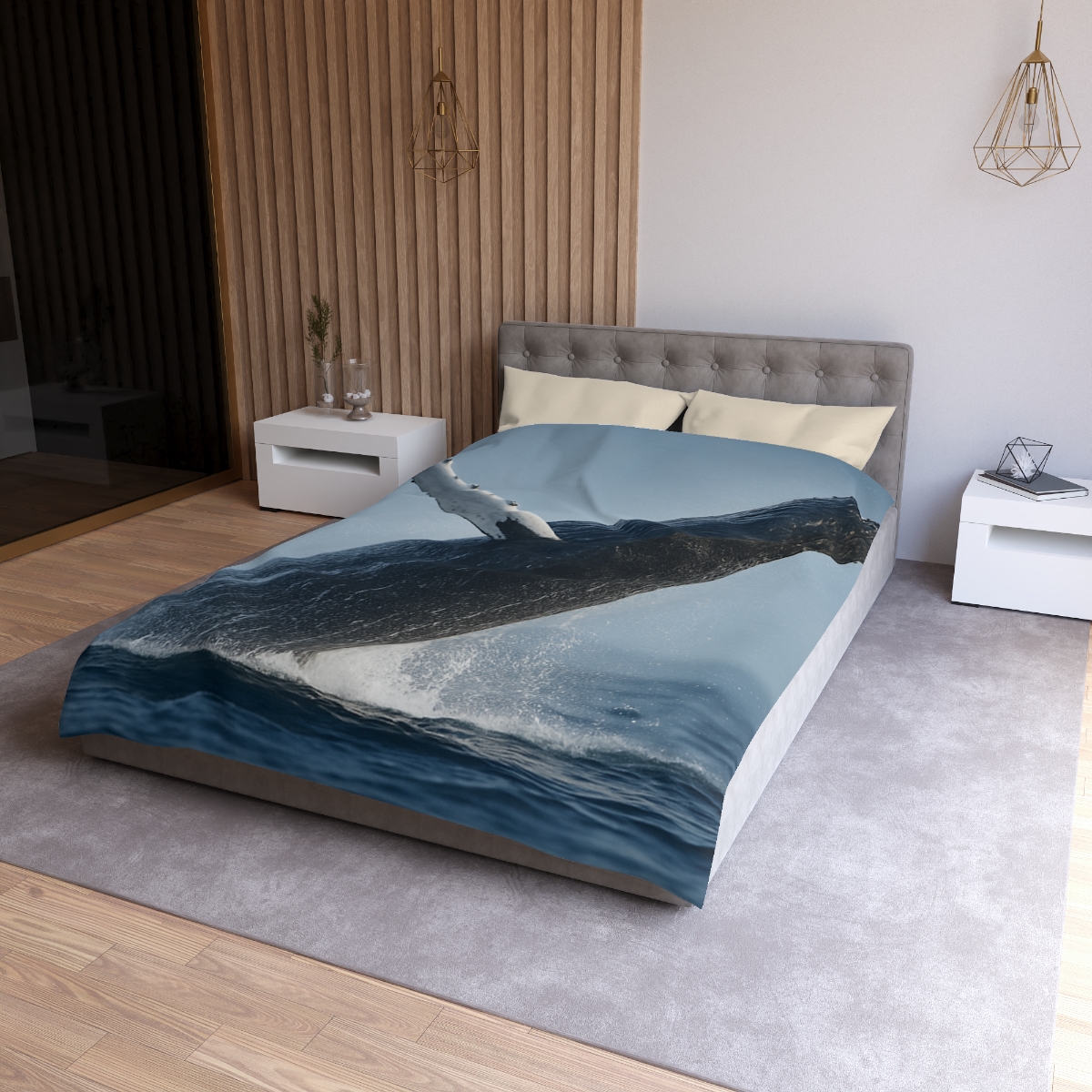 Humpback Whale Rising Calm designer printed duvets