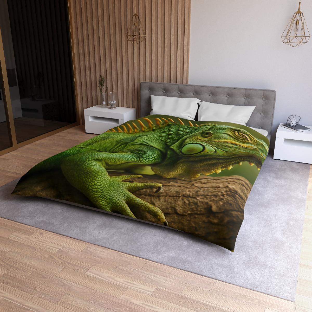 Emerald Drift Green Iguana personalized bedding duvets