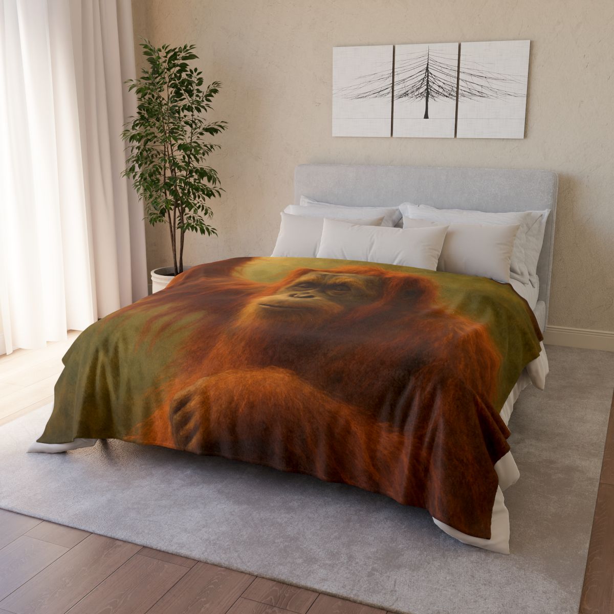 Canopy Sage Orangutan personalized cozy blankets