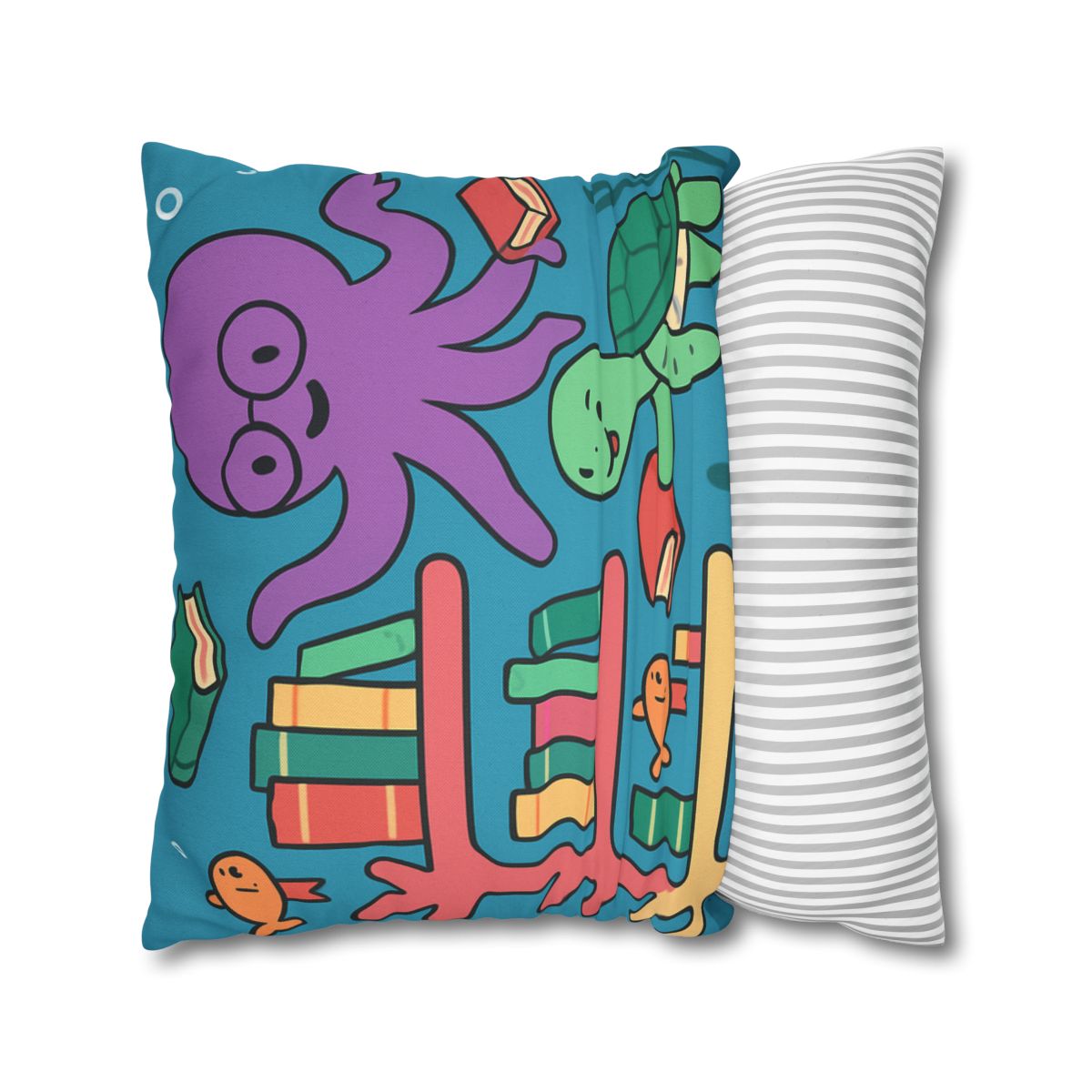 Coral Library And The Octopus Librarian stylish decorative pillowcases