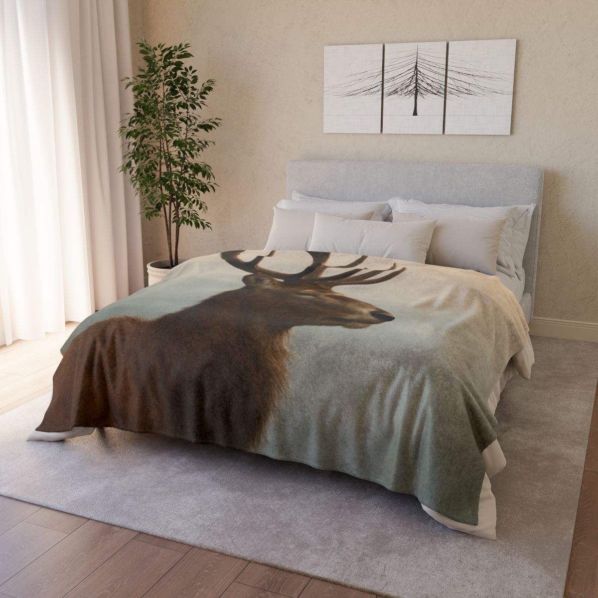 Morning Mist Red Deer Stag stylish throw blankets