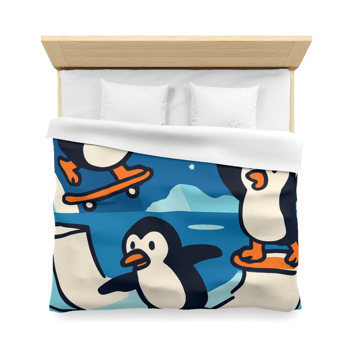 Galaxy Skate Park Penguins stylish duvet covers