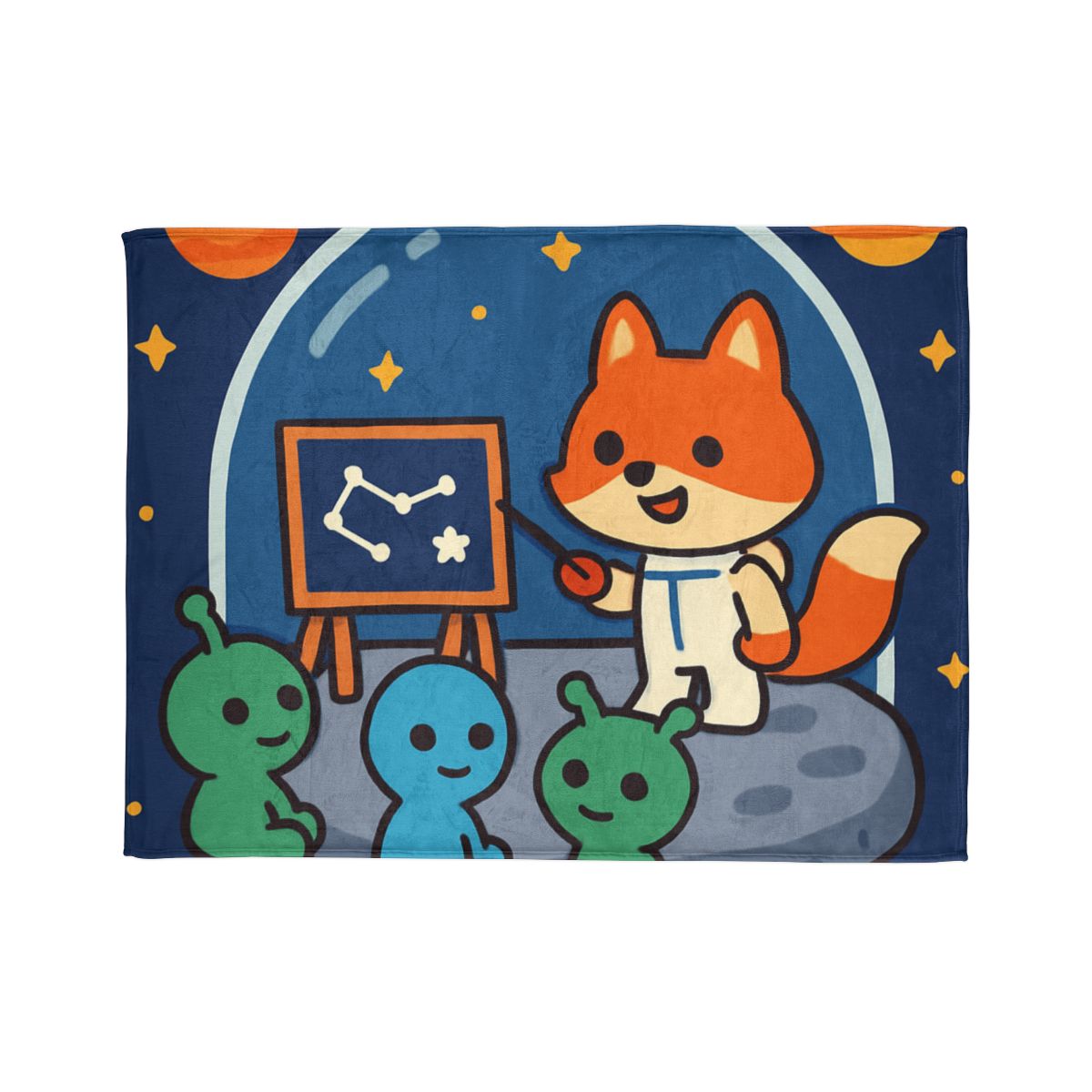 Comet Classroom With Curious Space Fox warm winter blankets
