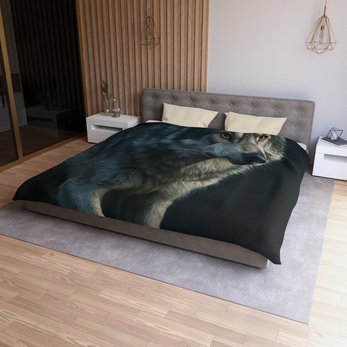 Moonlit Pause Gray Wolf trendy bedroom duvets
