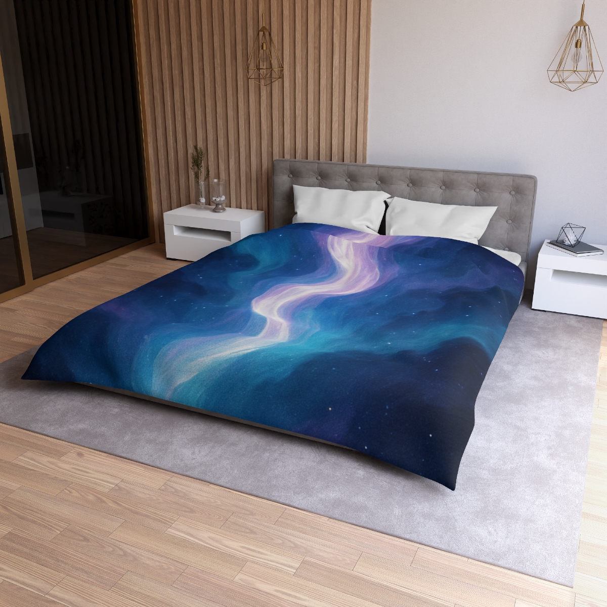 Electro Aurora Nebula Loom designer printed duvets