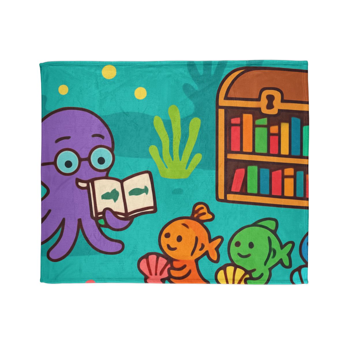 Coral Reef Library With The Octopus Librarian trendy patterned blankets