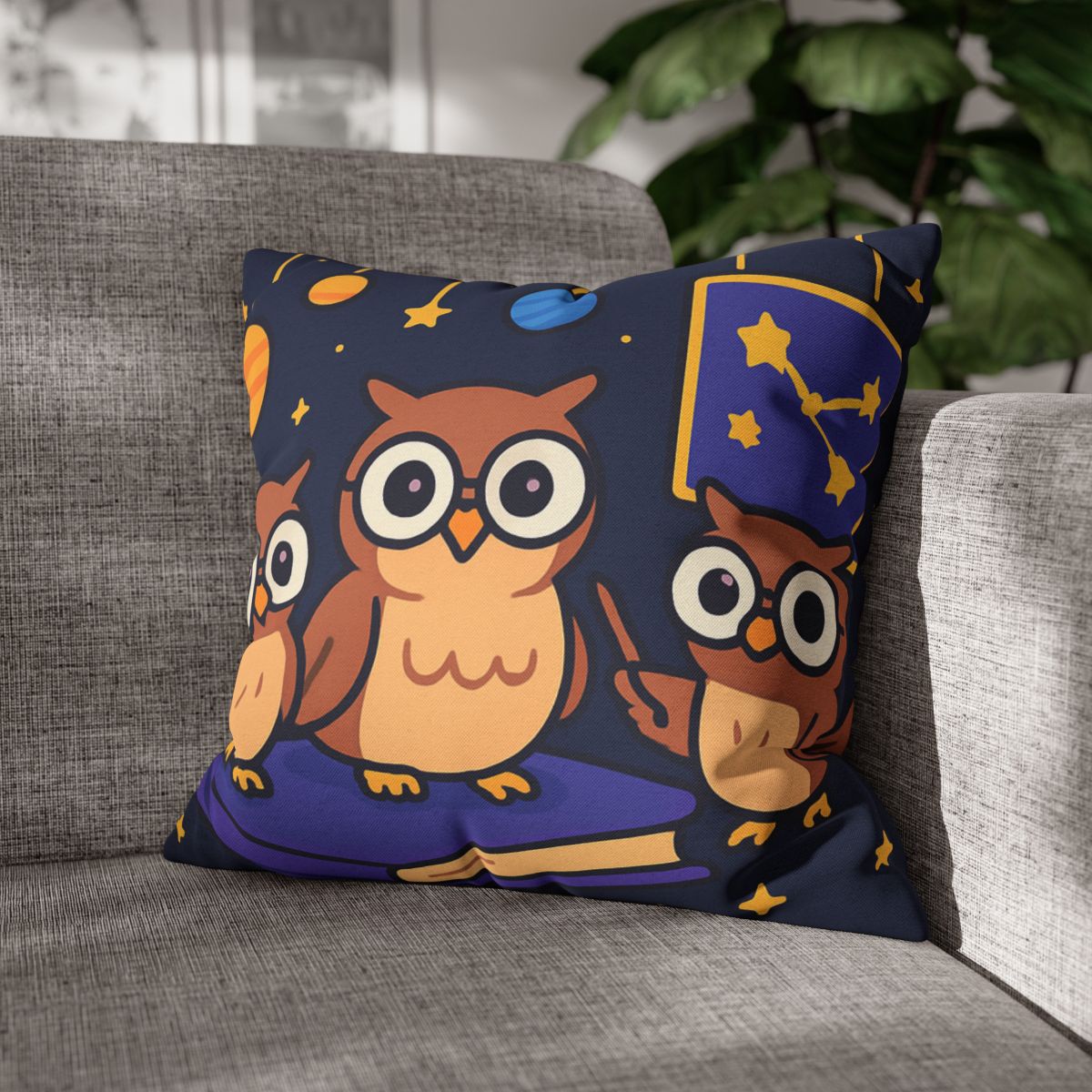 Galaxy Library Of The Wise Owls trendy patterned pillow cases
