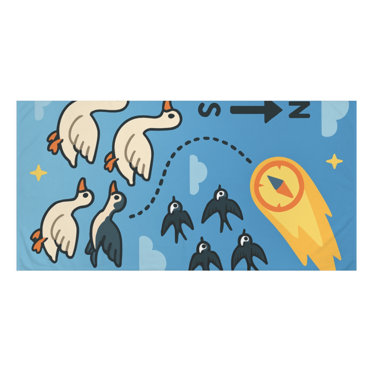 Comet Compass Migration Parade personalized bath towels