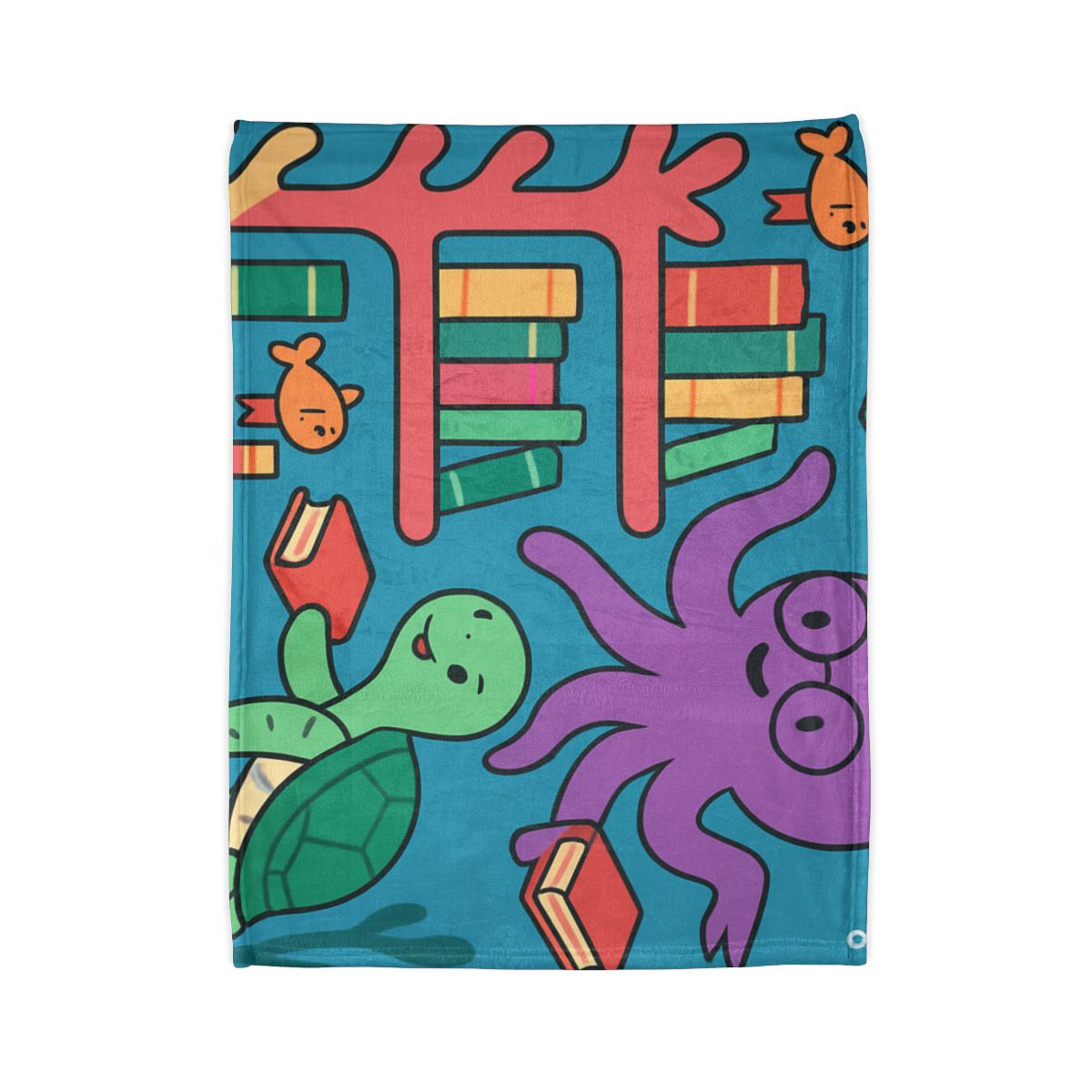 Coral Library And The Octopus Librarian designer printed blankets