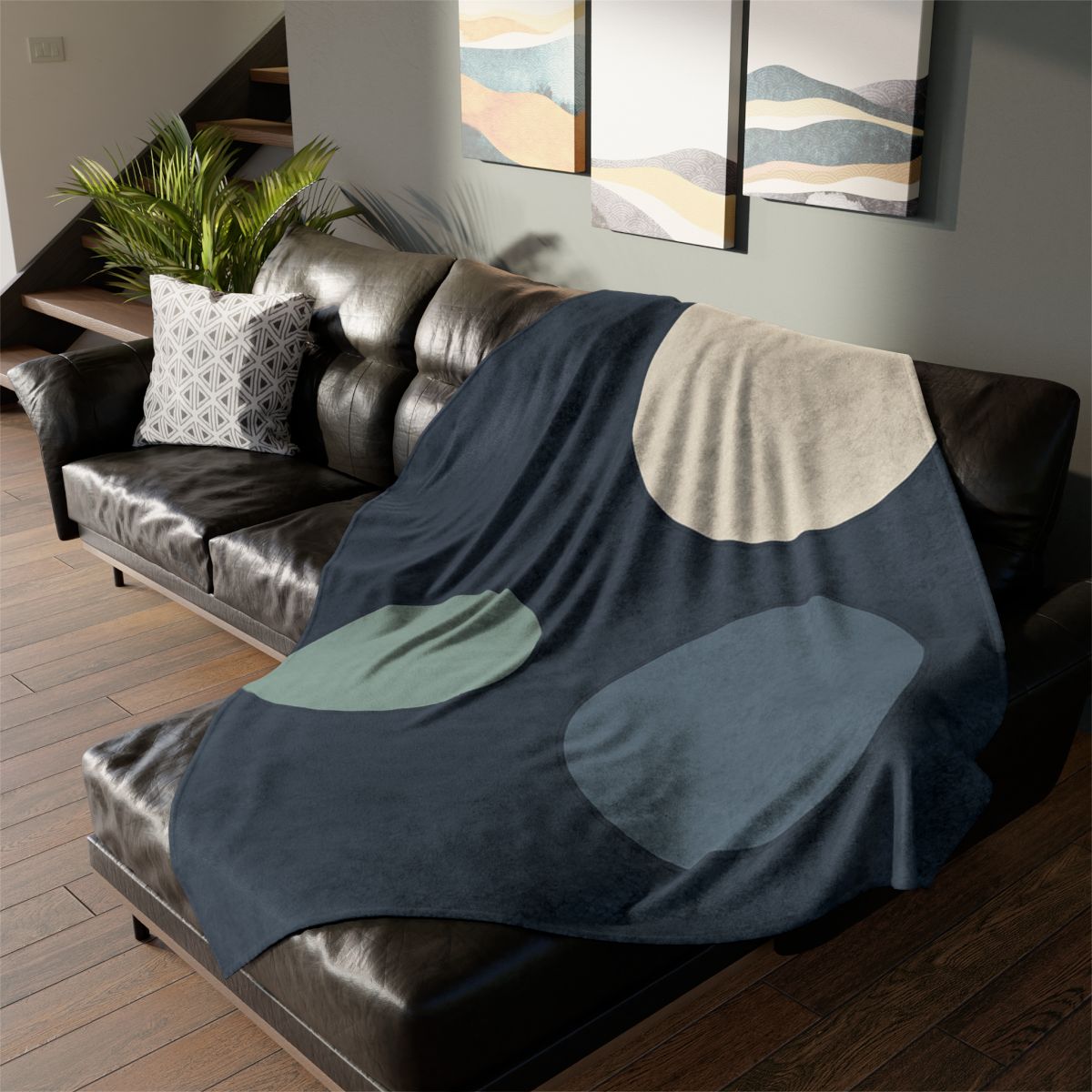 Staggered Circle Trio designer printed blankets