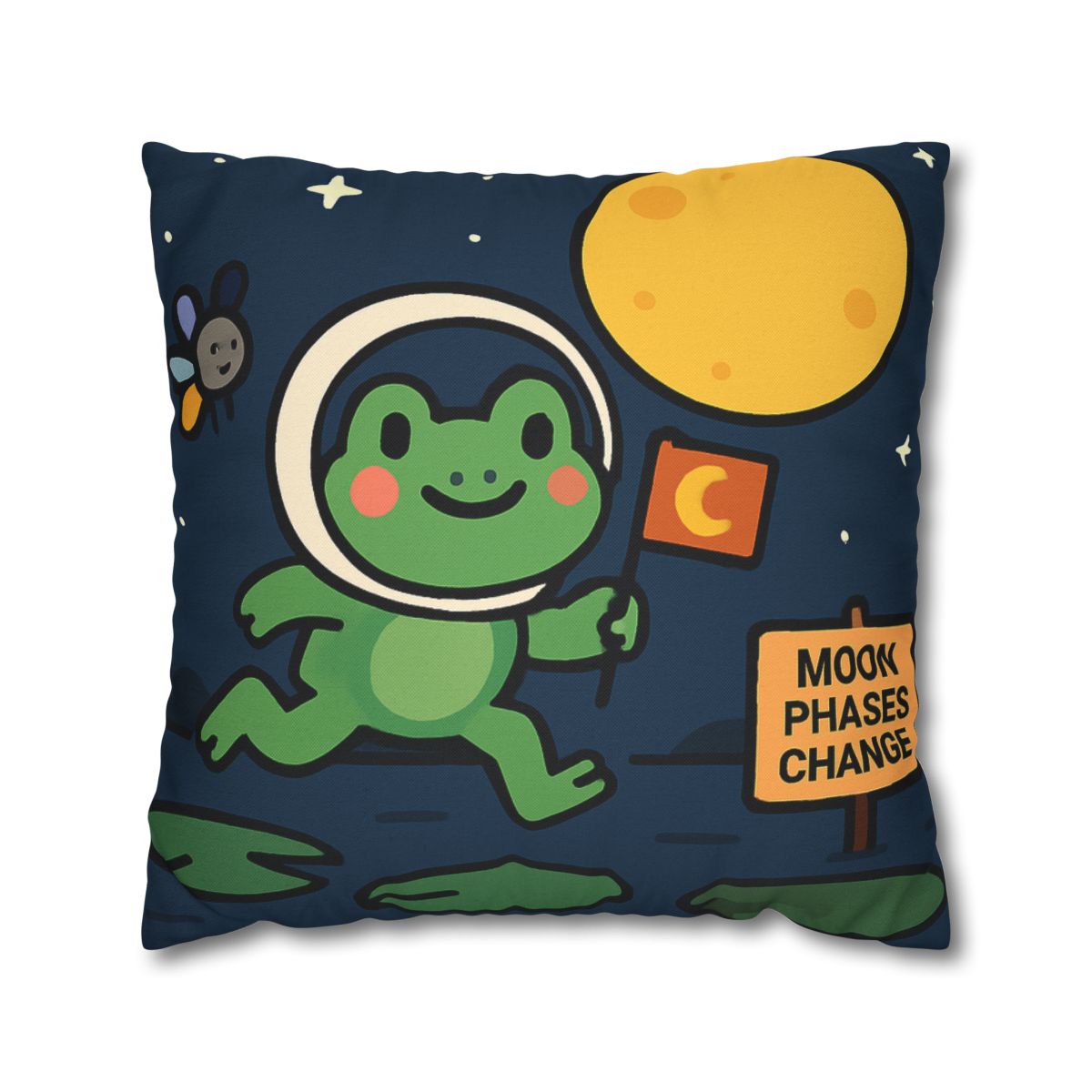 Moonlight Marsh Frog Astronaut unique gift pillow cases