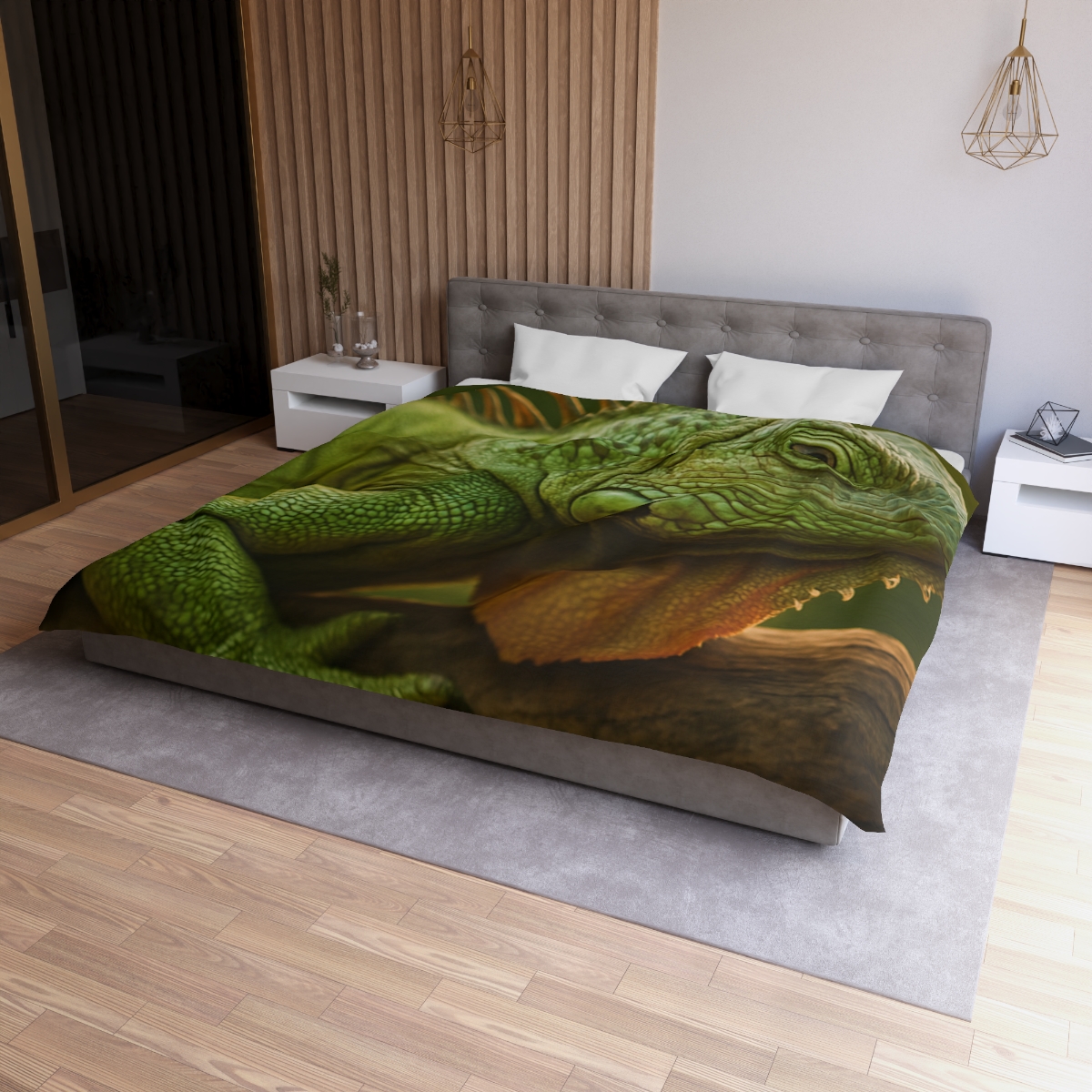 Orbit Glow Green Iguana custom duvets